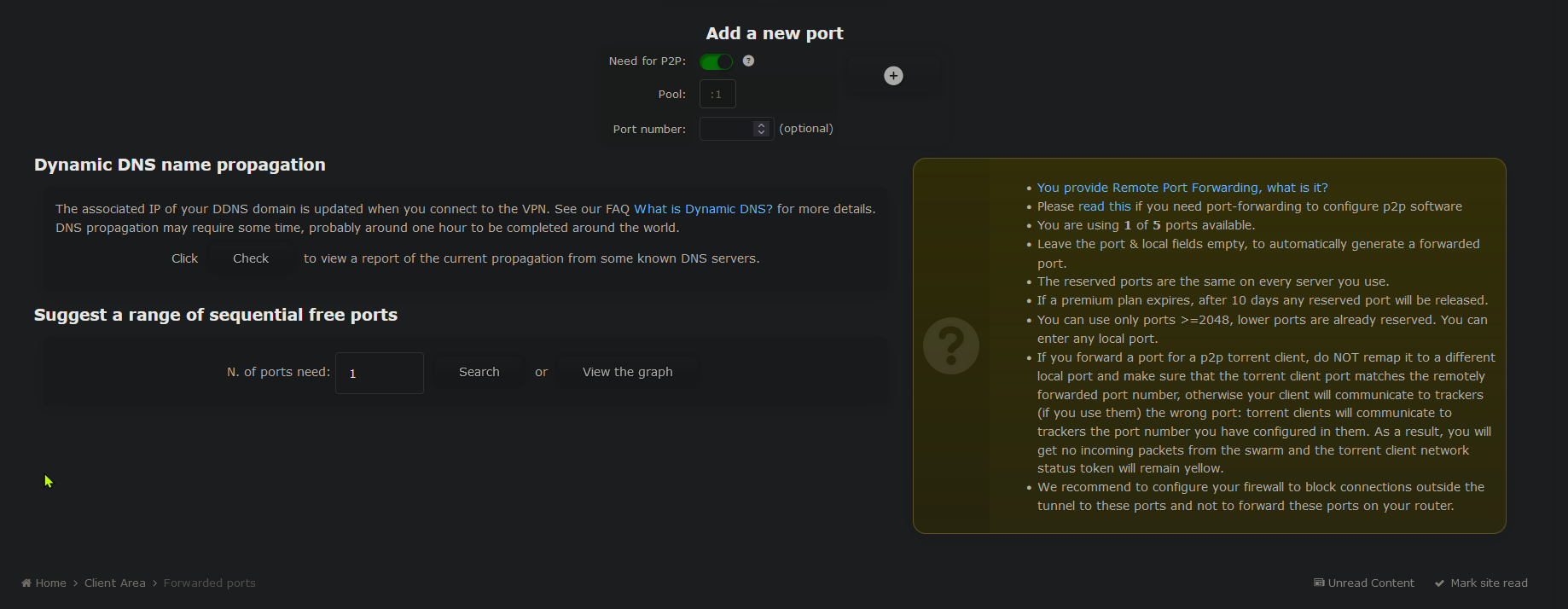 AirVPN port search tool