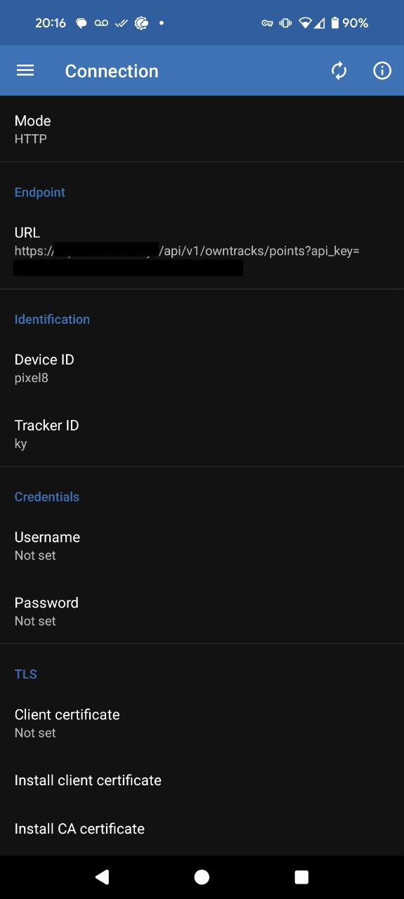 OwnTracks screenshot
