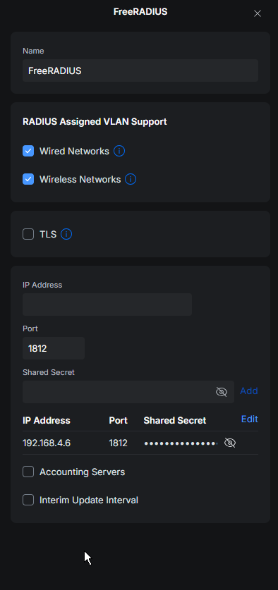 Picture of how to configure RADIUS in the Unifi control plane