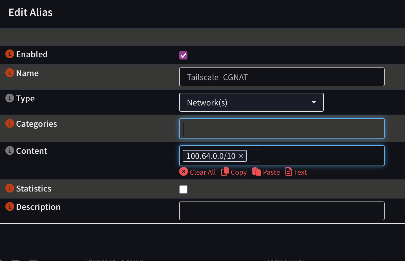 Showing alias for tailscale subnet